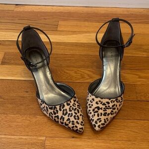 Tahari Leopard Print Heels with Black Ankle Strap